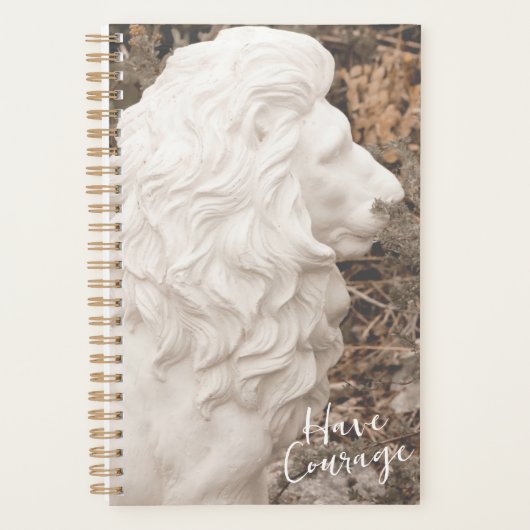 Moedige White Stone Lion Planner (Voorkant)