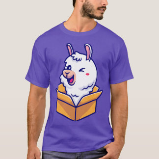 Moeie Alpaca In Doos Cartoon T-shirt