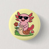 Moeie Axolotl Knop – Lief Dierenontwerp Ronde Button 3,2 Cm (Voorkant)