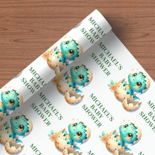 Moeie baby komt eraan Inpakpapier Dino Baby Shower