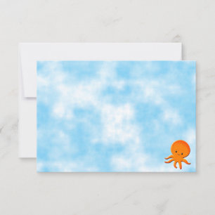 Moeie Baby Octopus Blauwe Aquarel Persoonlijke Bla Notitiekaartje