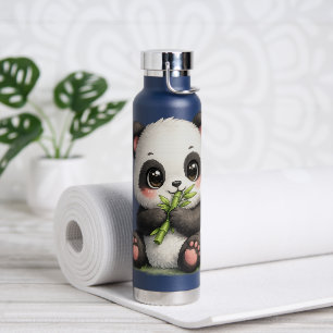 Moeie baby panda die bamboe eet RVS Waterfles