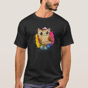 Moeie babykat-uil met kleurspatten t-shirt