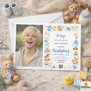 Moeie babykleren en speelgoed Jongens baby shower Kaart