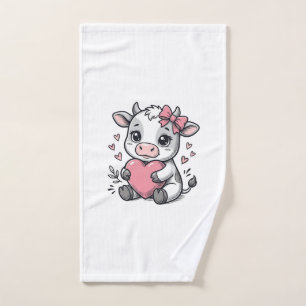 Moeie babykoe hart vintage gravure shirt ontwerp handdoek