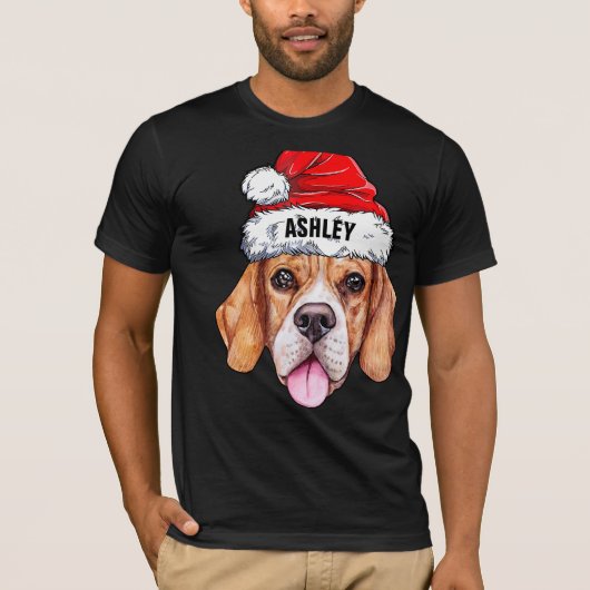 Moeie Beagle Kerstmuts Hond Groot T-shirt (Voorkant)