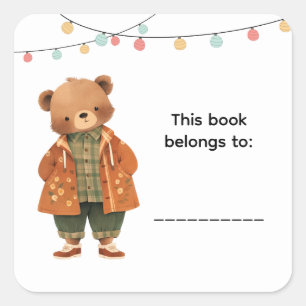 Moeie Beer Boeklabels Vierkante Sticker