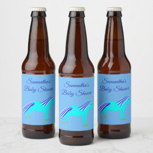 Moeie Blauwe Baby Jongen Eenhoorn Baby Borrel Cust Bier Etiket