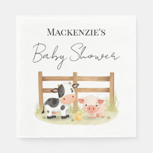 Moeie Boerderijdieren Koe, Varken en Kuiken Baby Servet