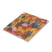 Moeie Boho Woestijnkatten Cactus Succulent Patroon Tegeltje (Zijkant)