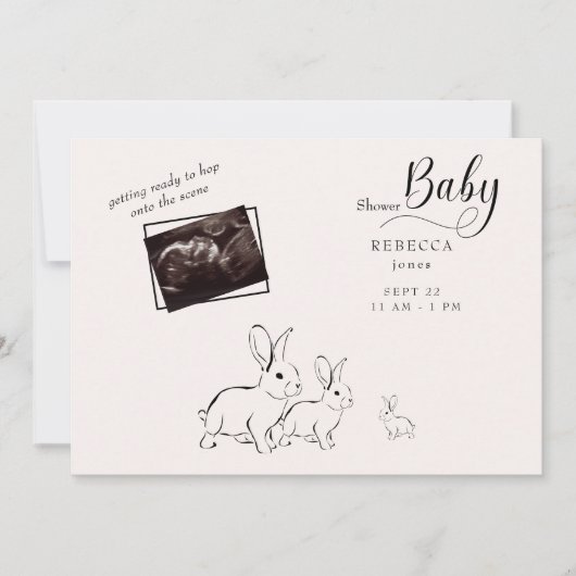 Moeie boskonijn echografie baby shower kaart (Voorkant)