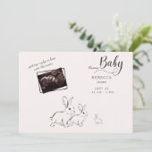 Moeie boskonijn echografie baby shower kaart (Staand voorkant)