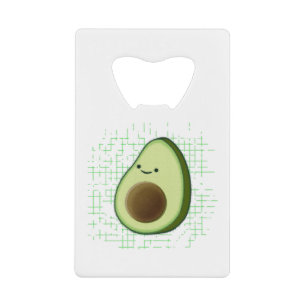 Moeie Cartoon Avocado Op Versleten Achtergrond Kredietkaart Flessenopener