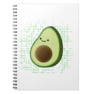 Moeie Cartoon Avocado Op Versleten Achtergrond Notitieboek