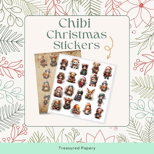 Moeie Chibi op maat gesneden vinyl sticker vel