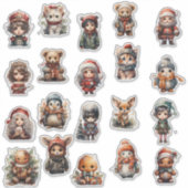 Moeie Chibi op maat gesneden vinyl sticker vel (Voorkant)