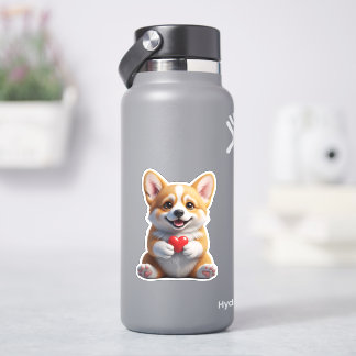 Moeie Corgi-puppy met Rode Hart - Uitknipbare Stic Sticker