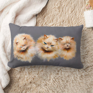 Moeie drie pluizige katten vintage katachtige deco kussen