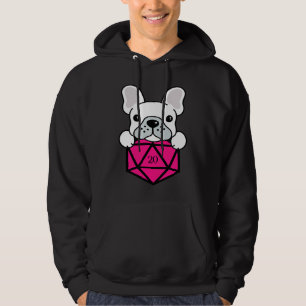 Moeie en nerd-achtige hond roze polyhedrale D20 do Hoodie