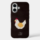 Moeie Gehaakte Kip Met Eigen Beginletters Monogram Case-Mate iPhone Case (Achterkant)