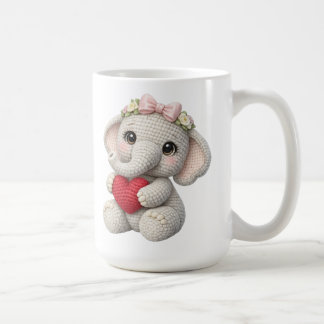 Moeie Gehaakte Olifant met Hart Amigurumi Kunst Koffiemok