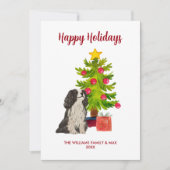 Moeie Gepersonaliseerde Spaniel Hond Familie Kerst Feestdagenkaart (Voorkant)