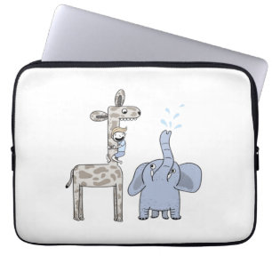 Moeie Giraffe en Olifant Laptophoes Laptop Sleeve