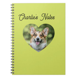 Moeie groene huisdierhond hart frame terug naar sc notitieboek
