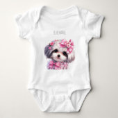 Moeie Havanese Puppy Aquarel eigen naam Romper (Voorkant)
