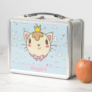 Moeie kat geborduurde lunchbox