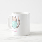 Moeie kat gepersonaliseerde naam koffiemok (Voorkant links)