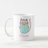 Moeie kat gepersonaliseerde naam koffiemok (Links)
