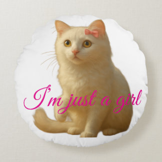 Moeie Kat "Ik Ben Gewoon Een Meisje" Aanpasbare Ci Rond Kussen
