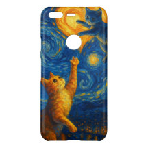 Moeie Kat Kittens Hart Maan Sterrennacht Hoesje