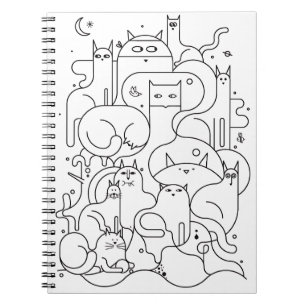 Moeie Katten Lijn Kunst Kleurboek Notitieboek