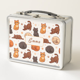Moeie kattenpatroon Aangepaste monogram naam Kinde