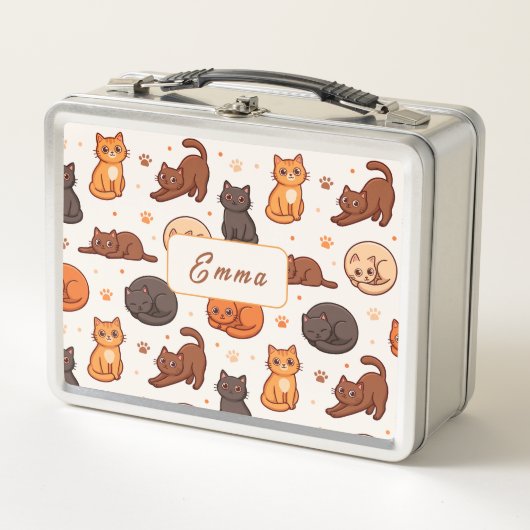Moeie kattenpatroon Aangepaste monogram naam Kinde (Voorkant)