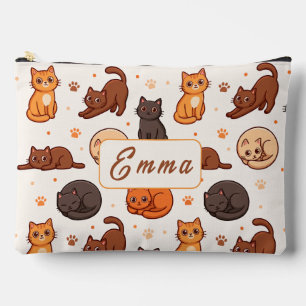 Moeie kattenpatroon Aangepaste monogram naam kinde Etui