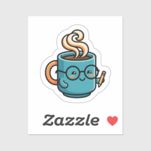 Moeie Kawaii Koffiemok met LeesbrilSticker Sticker