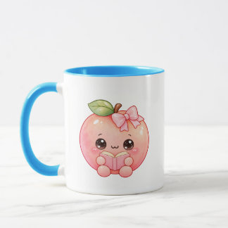 Moeie Kawaii Perzik Leesboek Mok voor Boekliefhebb
