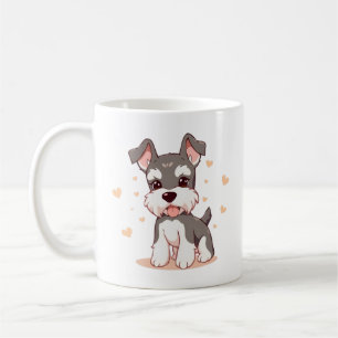 Moeie Kawaii Schnauzer Puppy Hond Kunst Koffiemok