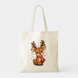 Moeie Kerstbaby Rendier Rode Sjaal Boodschappentas Tote Bag