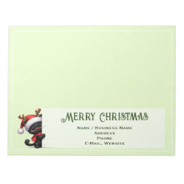 Moeie Kerstkat die omkijkt Aangepaste Notitieblok