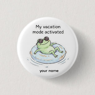 Moeie Kikker Vakantiestemming Geactiveerd Grappige Ronde Button 3,2 Cm
