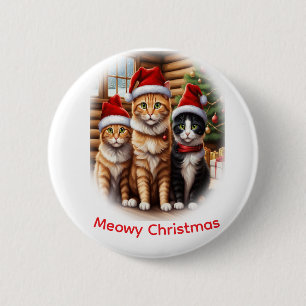Moeie Kittens Kerstmis Ronde Button 5,7 Cm
