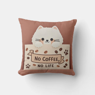 Moeie kleine kattenpootafdrukken en koffiebonen kussen