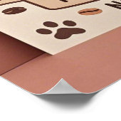 Moeie kleine kattenpootafdrukken en koffiebonen poster (Hoek)