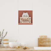 Moeie kleine kattenpootafdrukken en koffiebonen poster (Keuken)