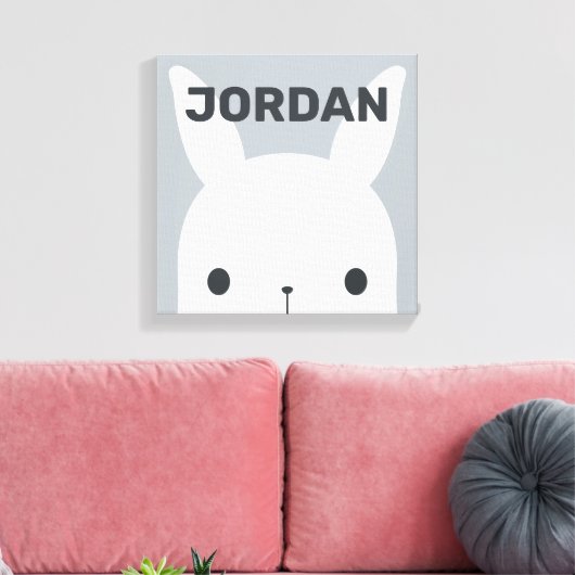 Moeie kleine konijnenkonijn met gepersonaliseerde canvas afdruk (Insitu (Woonkamer))
