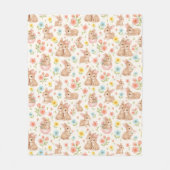 Moeie Konijn Bloemrijk Lente Patroon Fleece Deken (Voorkant)